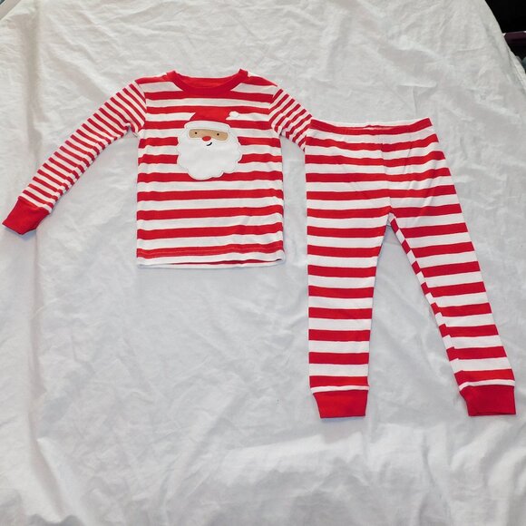 Toddler Christmas Pajamas Santa Claus 2T 3T 4T PJs Xmas Unisex 2pce Stripes NEW - Picture 1 of 3